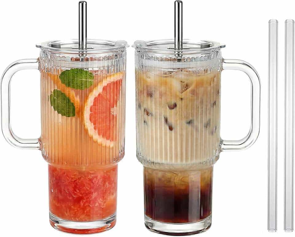 Low MOQ 24oz Ribbed Glass Jar