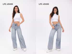 2024 New Design High Waist Five-Pocked Denim Blue Lady Jeans by Factory Supply